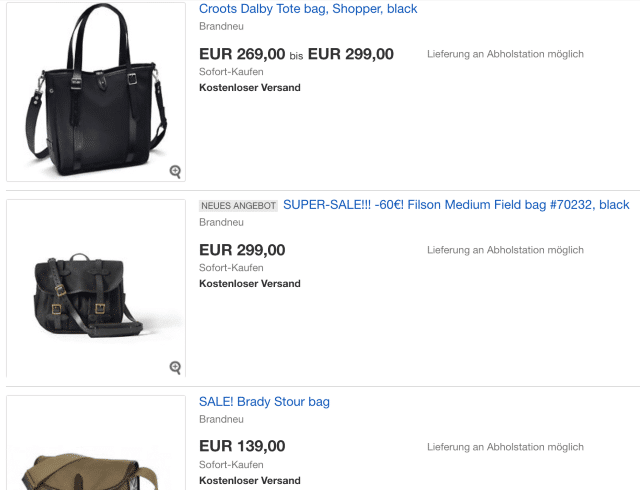 Filson, Croots und Tusting zum Sonderpreis! 1 Taschen Abverkauf