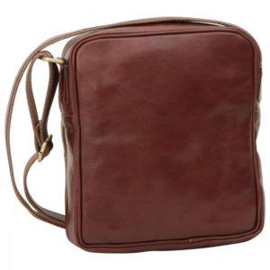 Rückseite kleine Laptoptasche aus Leder Braun