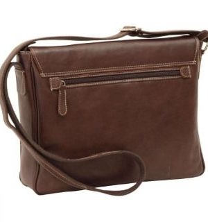 Front Echt Leder Messenger Dunkelbraun